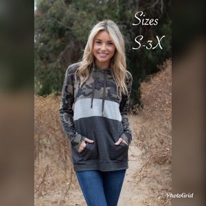 🚨LAST PLUS SIZE Super Soft Camo Colorblock Hoodie